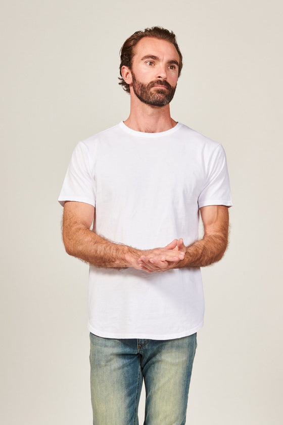 DIME CURVED HEM TEE | WHITE - Rustic Dime